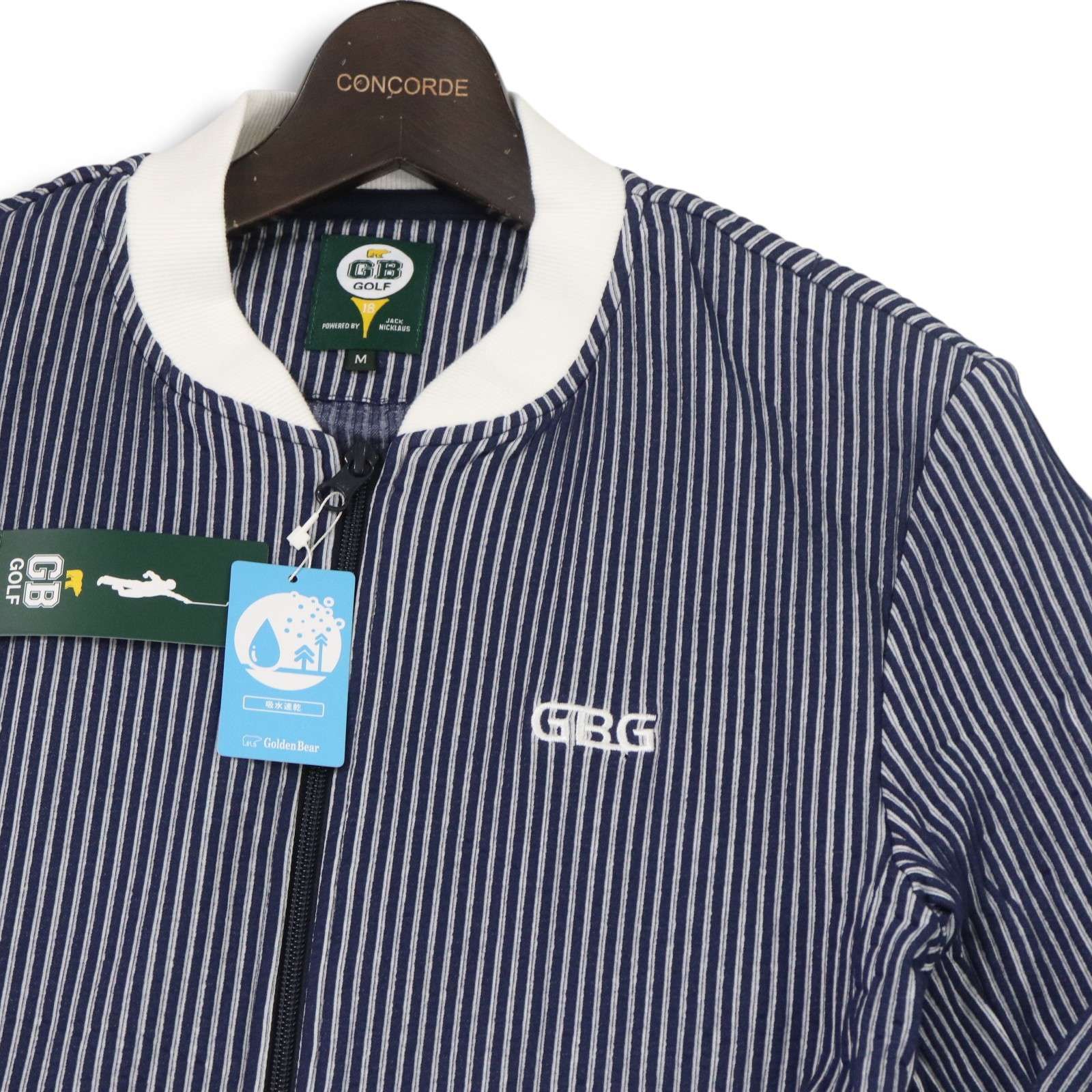 【新品 24SS】 GB GOLF ゴールデンベア ゴルフ 通年★ サッカー ストライプ MA-1 ジャケット ブルゾン Sz.L メンズ 未使用 新品 24SS】 Golden Bear GB GOLF ゴールデンベア ゴルフ 春夏