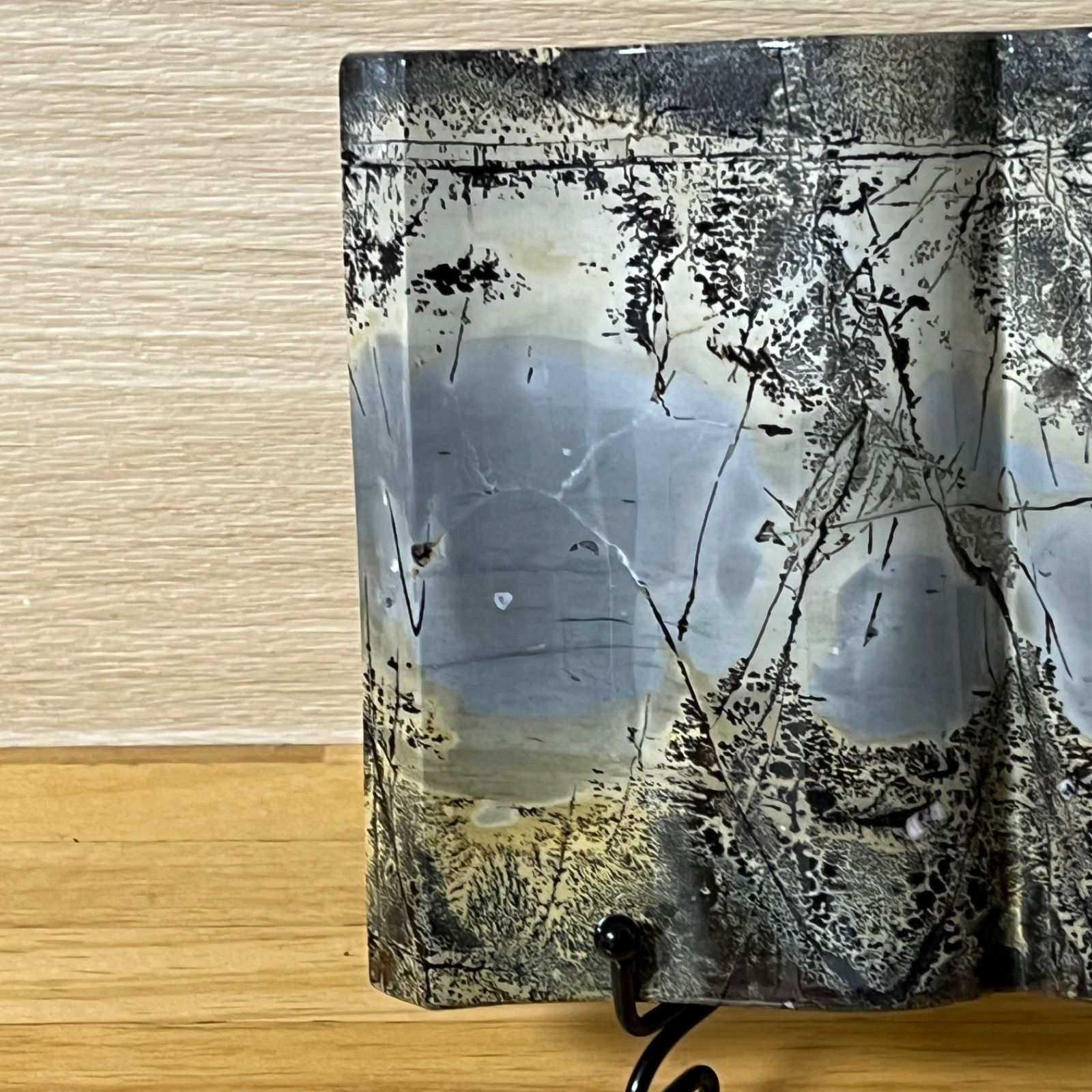 ⬛︎【１点もの】ピクチャージャスパー　天然石　ブックスタイル　自然風景模様　台座付 ⬛︎【1点物】ピクチャージャスパー 天然石 ブックスタイル