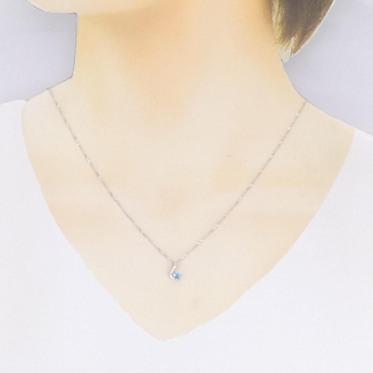 k14WG ブルートパーズ ダイヤモンド ネックレス 51.2cm ころん♡ K14WG