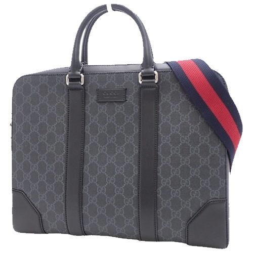 Gucci GG Supreme Briefcase Business Bag 2 Way Shoulder Shoulder Diagonal Commuter Bag GG Supreme Canvas Gray Black Black Silver Hardware 474135 K5RLN 1095 Men's 40802086181 [Ala Mode]