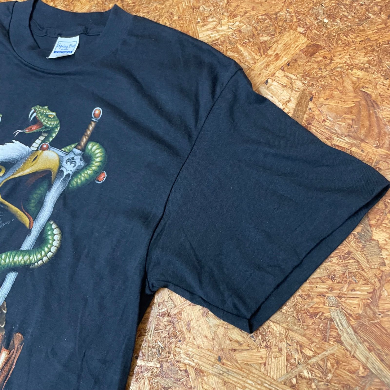 ’90s ミリタリープリントTシャツ L ブラック 半袖 90年代 MILITARY アメリカ製 イーグル ヴィンテージ ビンテージ VINTAGE ユーズド 古着 KARIMZIABAT_FR