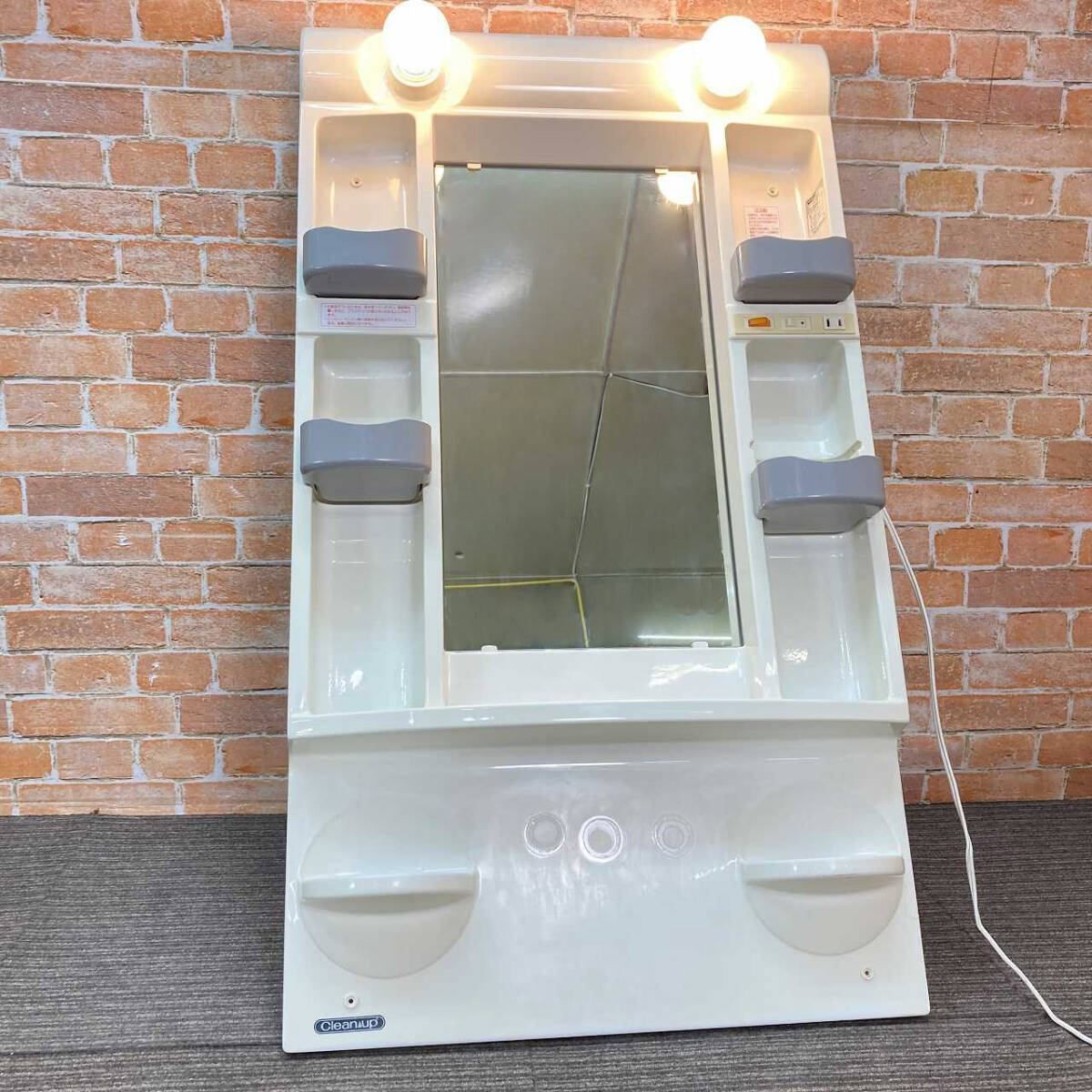 中古品】 クリナップ くもり止めヒーター付 1面鏡/洗面化粧台用