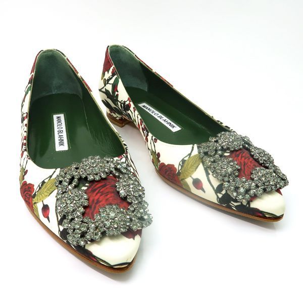 MANOLO BLAHNIK ハンギシ パンプス フラット #34.5 ビジュー MANOLO BLAHNIK ハンギシ パンプス フラット #34.5 ビジュー