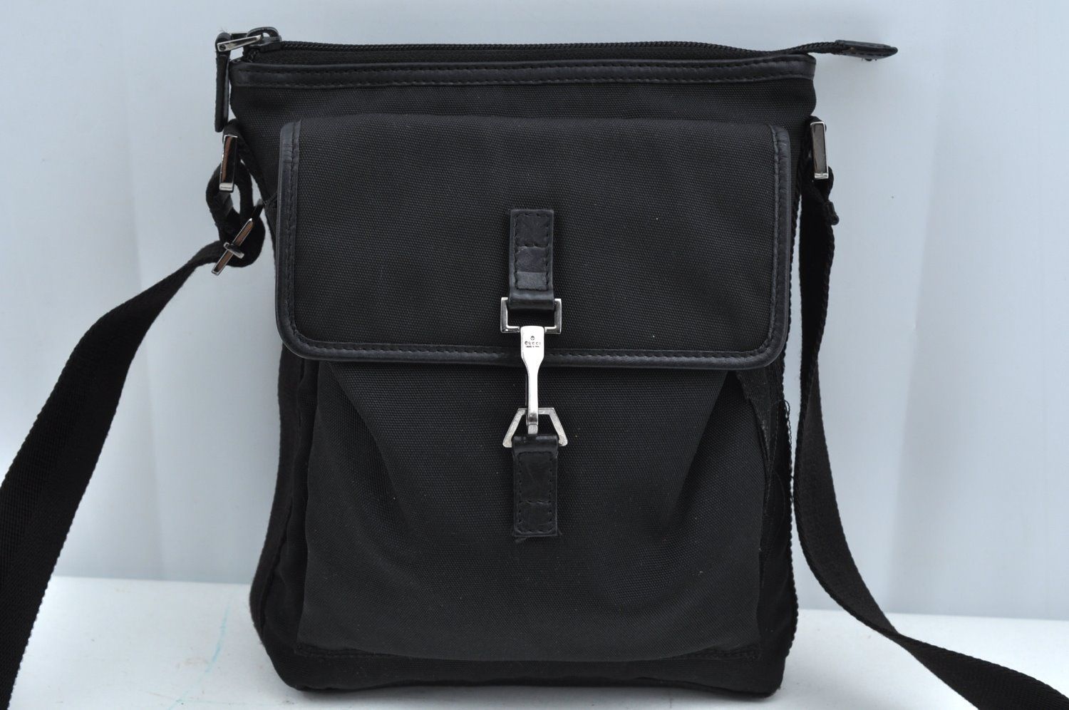 GUCCI グッチ ショルダークロスボディーバッグ 財布 ナイロン レザー ブラック ジャンク 5753M