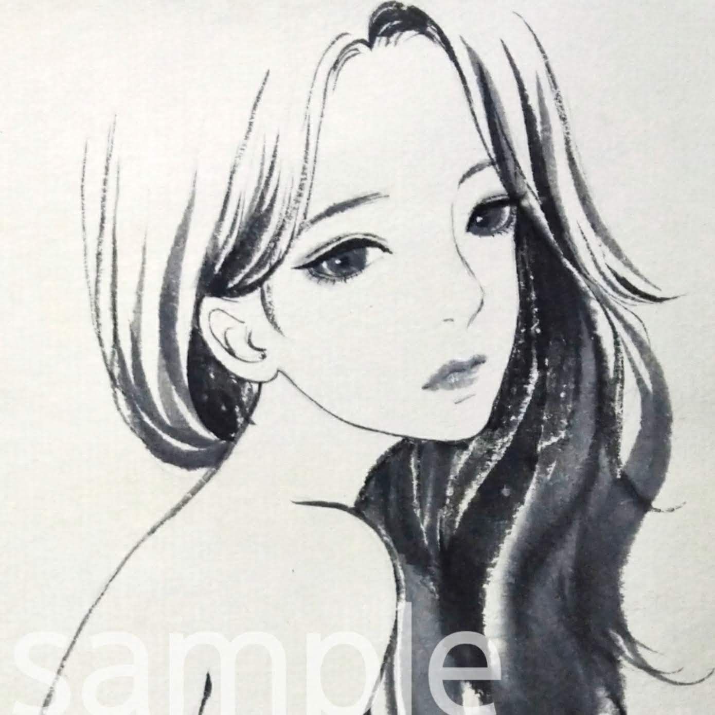 専用　絵画　日本画　水墨画　墨絵　美人画　ポニーテール　手描きイラスト 肉筆原画 墨絵 水墨画 美人画 絵画 日本画 - メルカリ