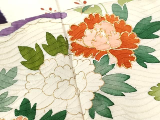 平和屋着物○創業460年・千總 振袖 駒刺繍 流水鴛鴦吉祥花丸文