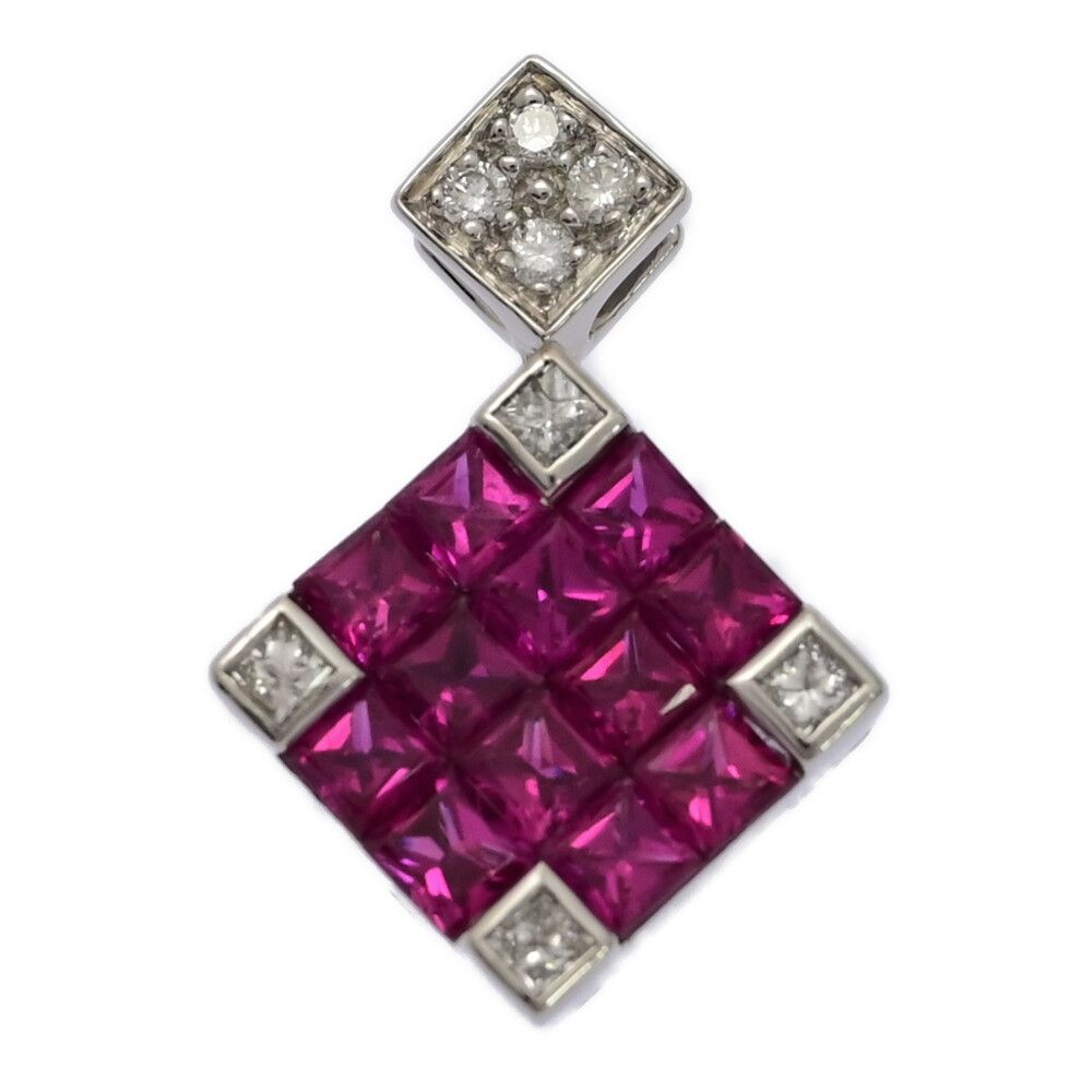 1.51ct FD 0.26ct ルビーペンダントトップ K18WG 750-4.1g ホワイトゴールド 翌日配送可 ♀ N レディース 592412