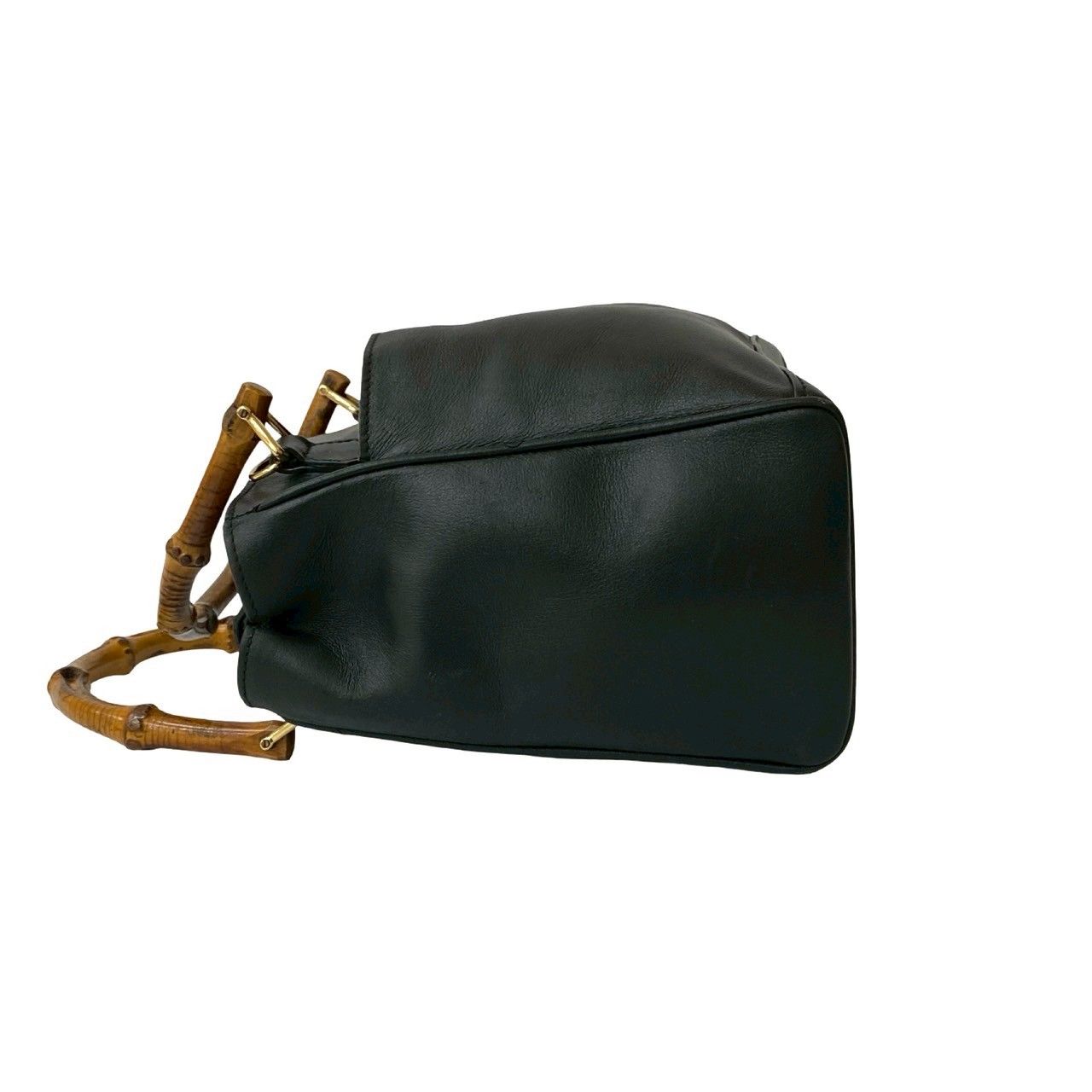 極美品 GUCCI グッチ レザー 本革 バンブー ビジネスバッグ トートバッグ グッチバンブー1947 ミニ トップハンドル ブラック レディース