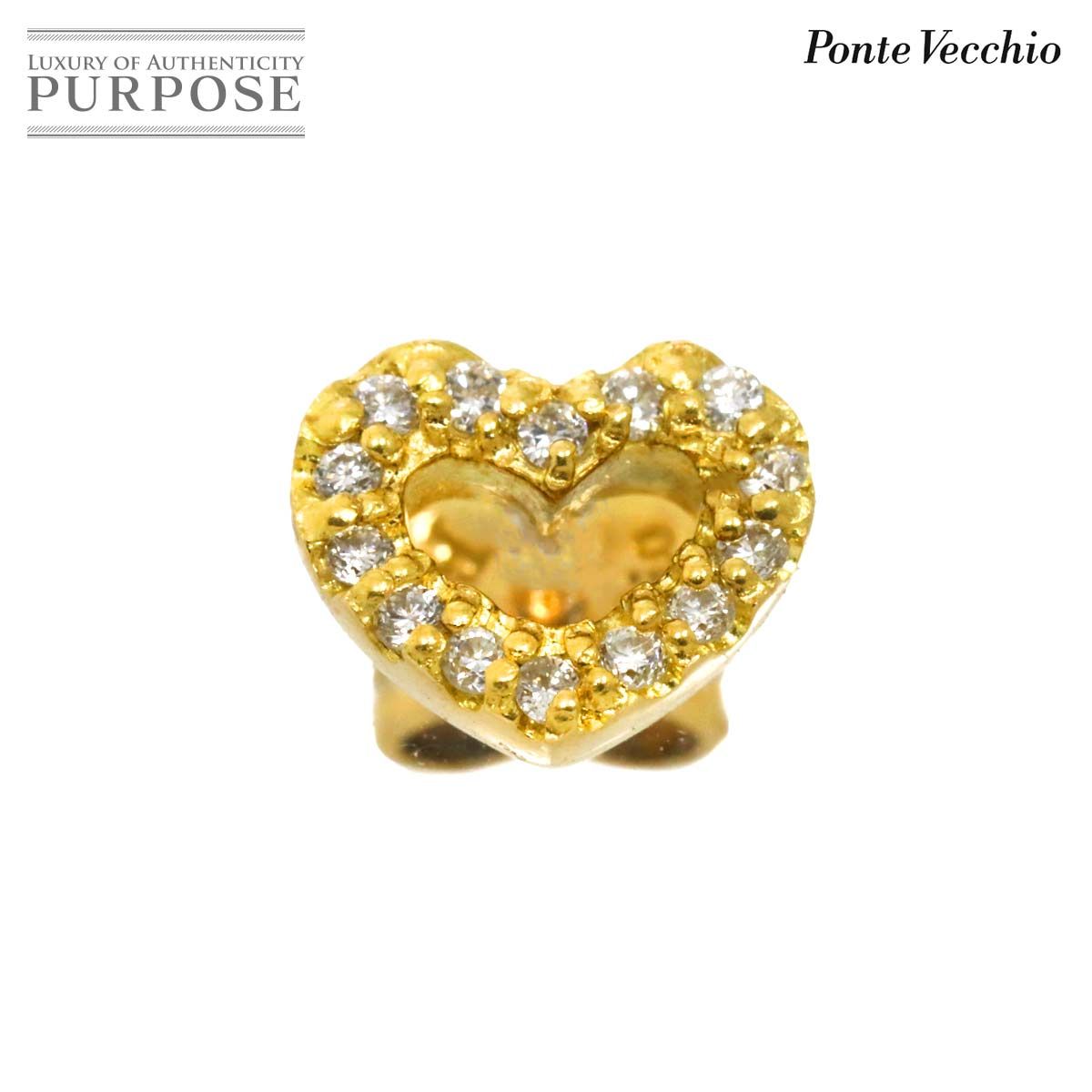 Ponte Vecchio18金 ダイヤハート型ピアス Ponte Vecchio18金 ダイヤハート型ピアス