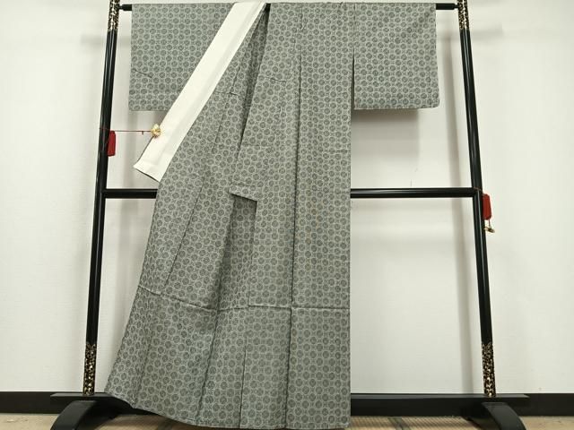 平和屋着物▽上質な紬 単衣 草花間道 正絹 逸品 DAAS0976az 平和