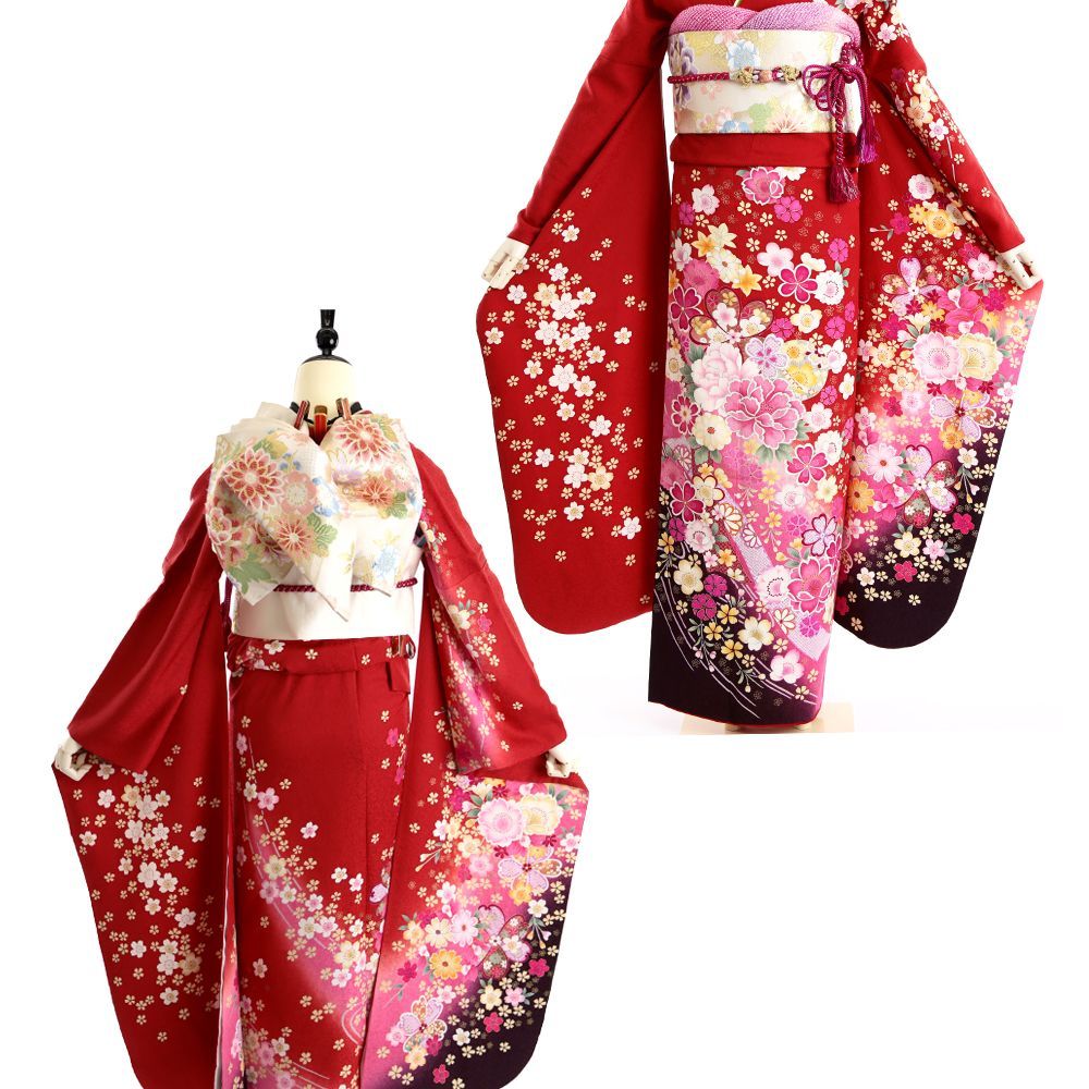 銀通し 牡丹 薔薇 蝶 ハート 振袖 着物 102a p 銀通し 牡丹 薔薇 蝶