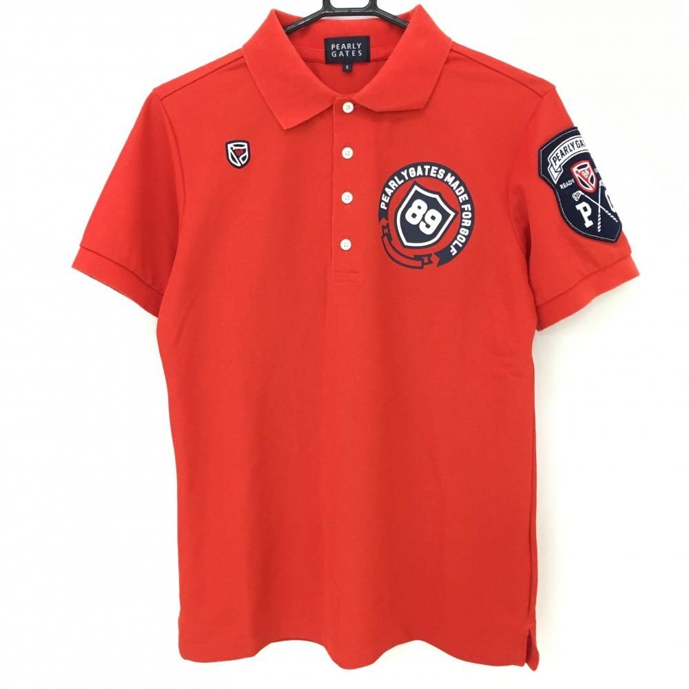 パーリーゲイツ 半袖ポロシャツ レッド×ネイビー ビッグフェルト