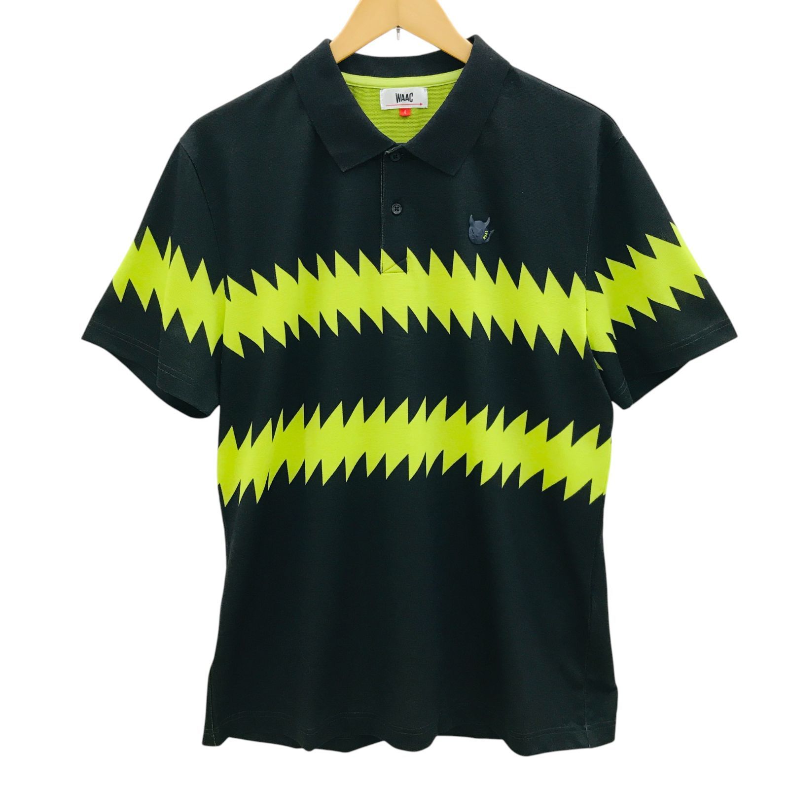 Z1333 WAAC ワック 半袖ポロシャツ メンズゴルフウェア 黒×黄緑 - メルカリ