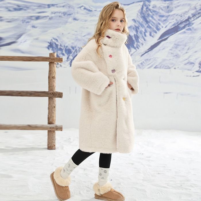 キッズ コート アウター 女の子 ファーコート オーバーコート ボアコート ロングコート 子供服 キッズアウター 子ども フェイクファー ふわふわ 厚手 暖かい 防寒 ジャケット 秋冬 お出かけ 通園 通学 hzyfa 15 DZ 30 ダウンコート 中綿コート コート