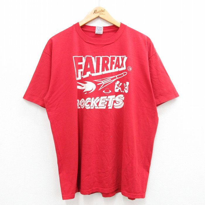 XL/古着 ジャージーズ 半袖 ビンテージ Tシャツ メンズ 90s ロケット 大きいサイズ クルーネック 赤 レッド 24apr19 中古
