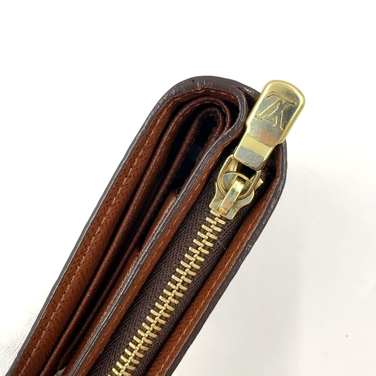 ルイヴィトン ポルトモネジップ モノグラム 二つ折り財布 PVC ブラウン LOUIS VUITTON ポルトパピエ ジップ モノグラム モノグラム PVC