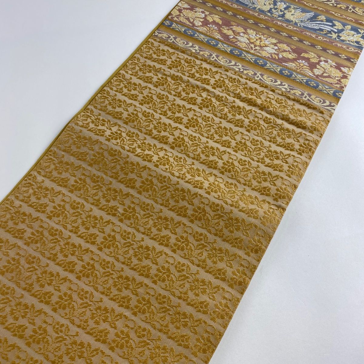 B4 美品 竹垣に三葉模様 金銀糸 白色 六通 正絹 薄物 夏用 絽 紗 袋帯 B4 美品 竹垣に三葉模様 金銀糸 白色 六通 正絹 薄物 夏用 絽 紗