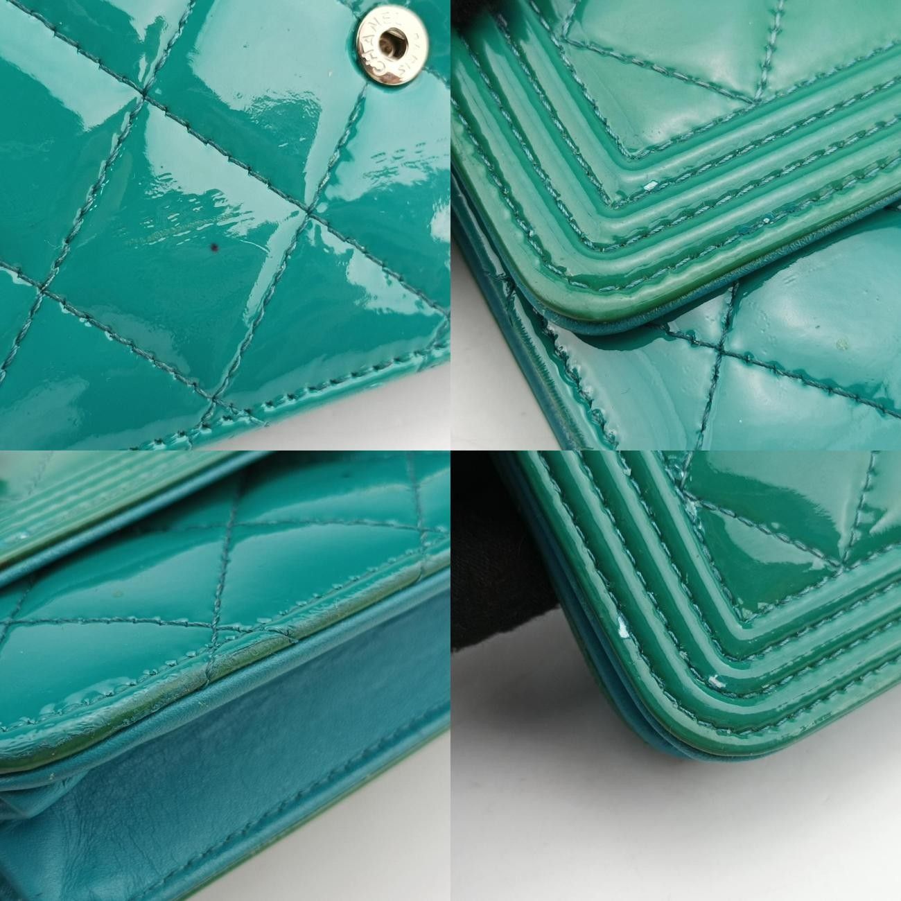 シャネルChanelボーイシャネルグリーンパテントA8028720600671