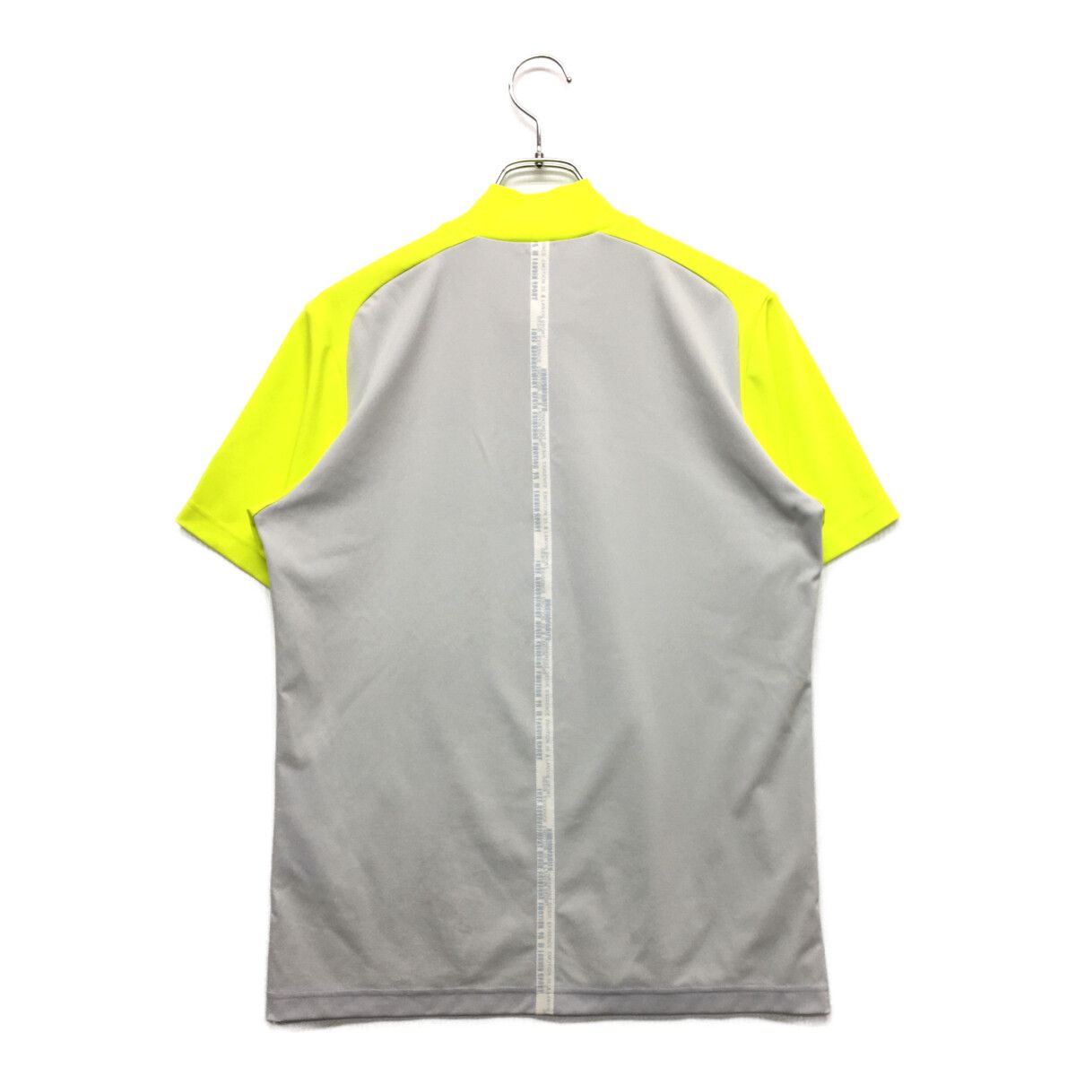 LANVIN - coco 中古 ランバンスポール LANVIN SPORT メンズ 半袖シャツ 38(M)  黄緑×グレー ライムイエロー モックネックシャツ ストレッチ 中古 メンズ ランバンスポール LANVIN SPORT 半袖シャツ 38(M