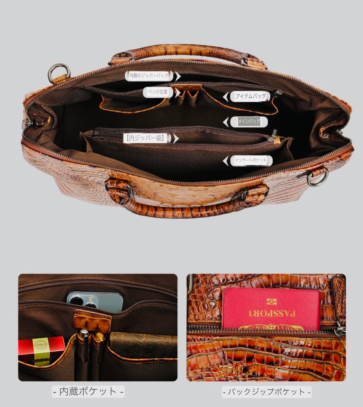 ショルダーバッグ 牛革 クロコダイル風 革製品 メンズ カバン 鞄