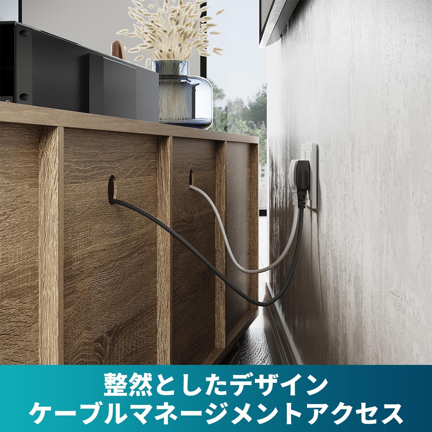 大 耐荷重50kg リビングに最適 オリジナルウッド調 モダンTVキャビネット 大容量収納 幅140cm ローボードテレビ台 Hoomuway MEBLE-SODAR_PL