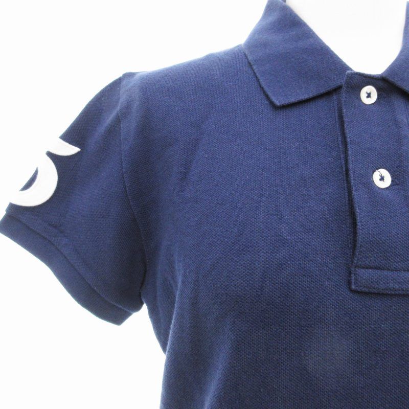 人気✨ラルフローレン 星条旗 ポニー刺繍 両面刺繍 M 紺 半袖 ポロシャツ POLO RALPH LAUREN - ポロ ラルフローレン◇上質 総柄 半袖