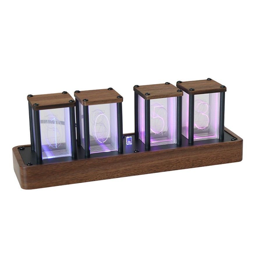 卓上時計 ニキシー管時計 目覚まし 時計 クロック LED 木製 モダン