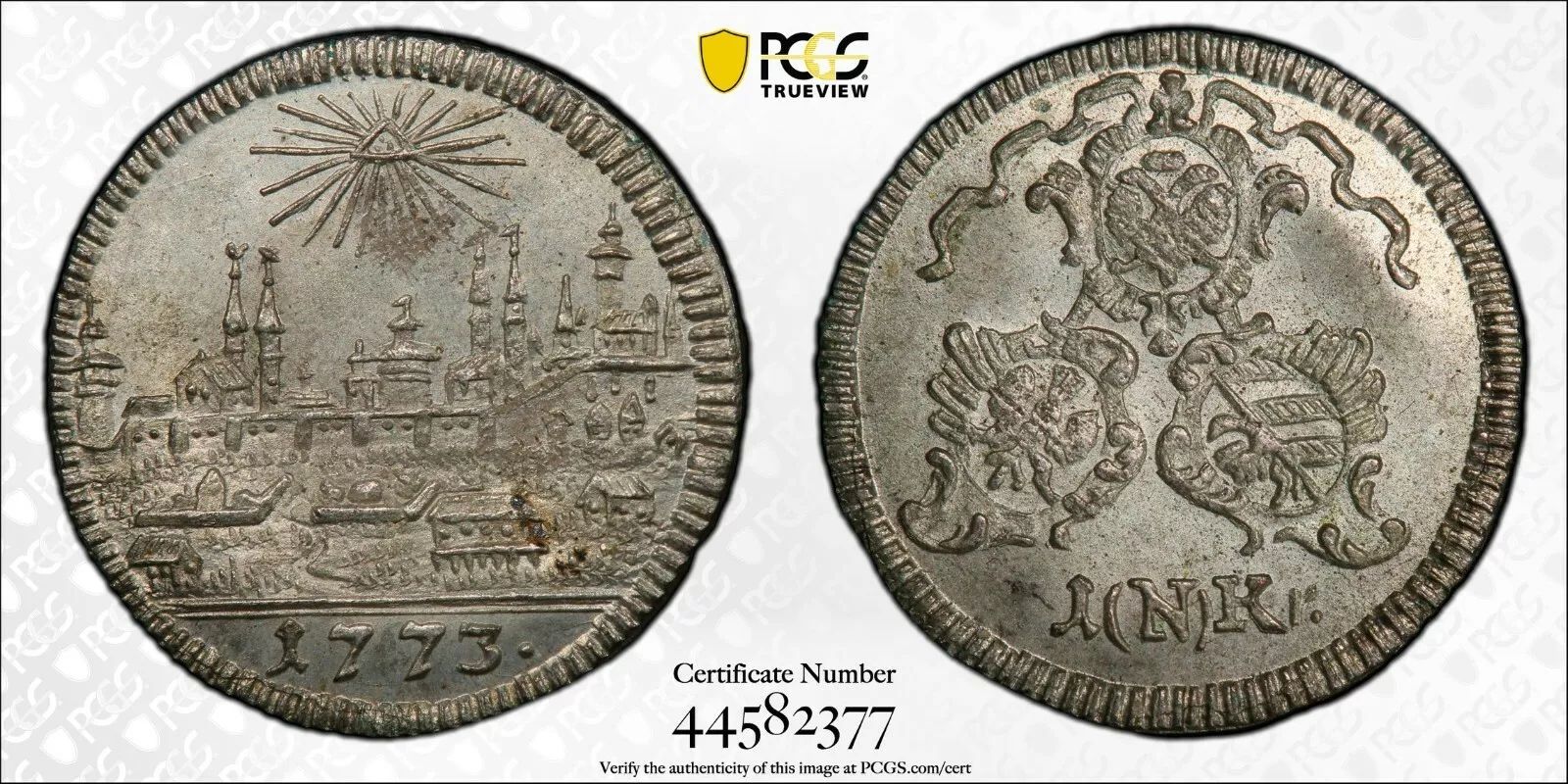 PCGS Nurnberg MS66 1773 1 Kreuzer Silver Coin City View Full