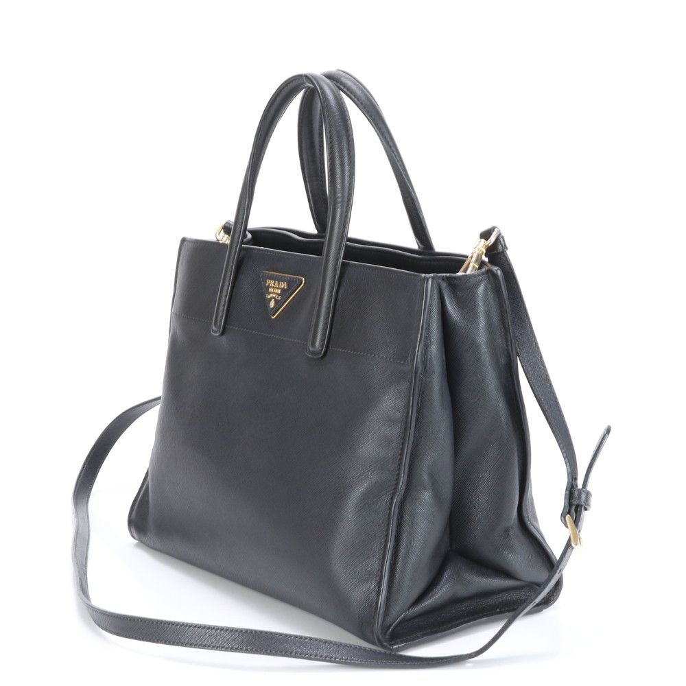 極美品 プラダ サフィアーノ ソフト 三角ロゴ レザー 2WAY ショルダー  