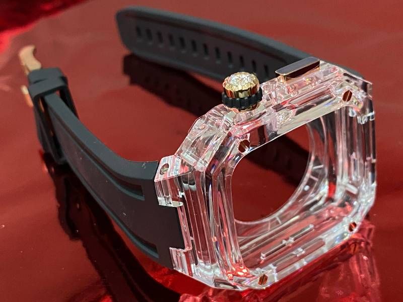 アップルウォッチケース互換性対応カバー キラキラ ピュアクリア ベルトバンドセット45 44 41 40 mm series4 5 6 7 8 9 se1 2 3