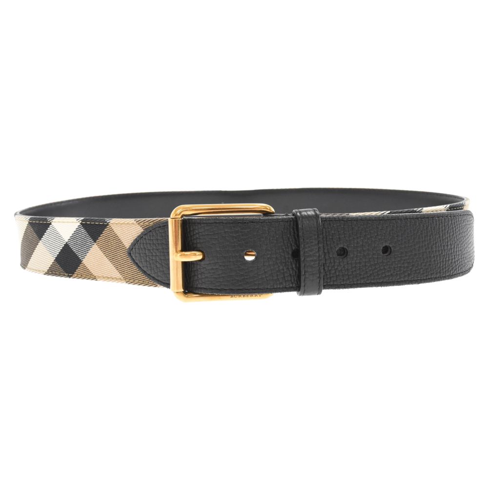 BURBERRY (バーバリー) ノヴァチェック レザーベルト ブラウン
