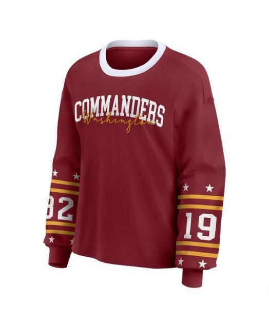 ウェア バイ エリン アンドルーズ レディース Tシャツ トップス Women s Burgundy Washington Commanders Sport Long-Sleeve T-Shirt