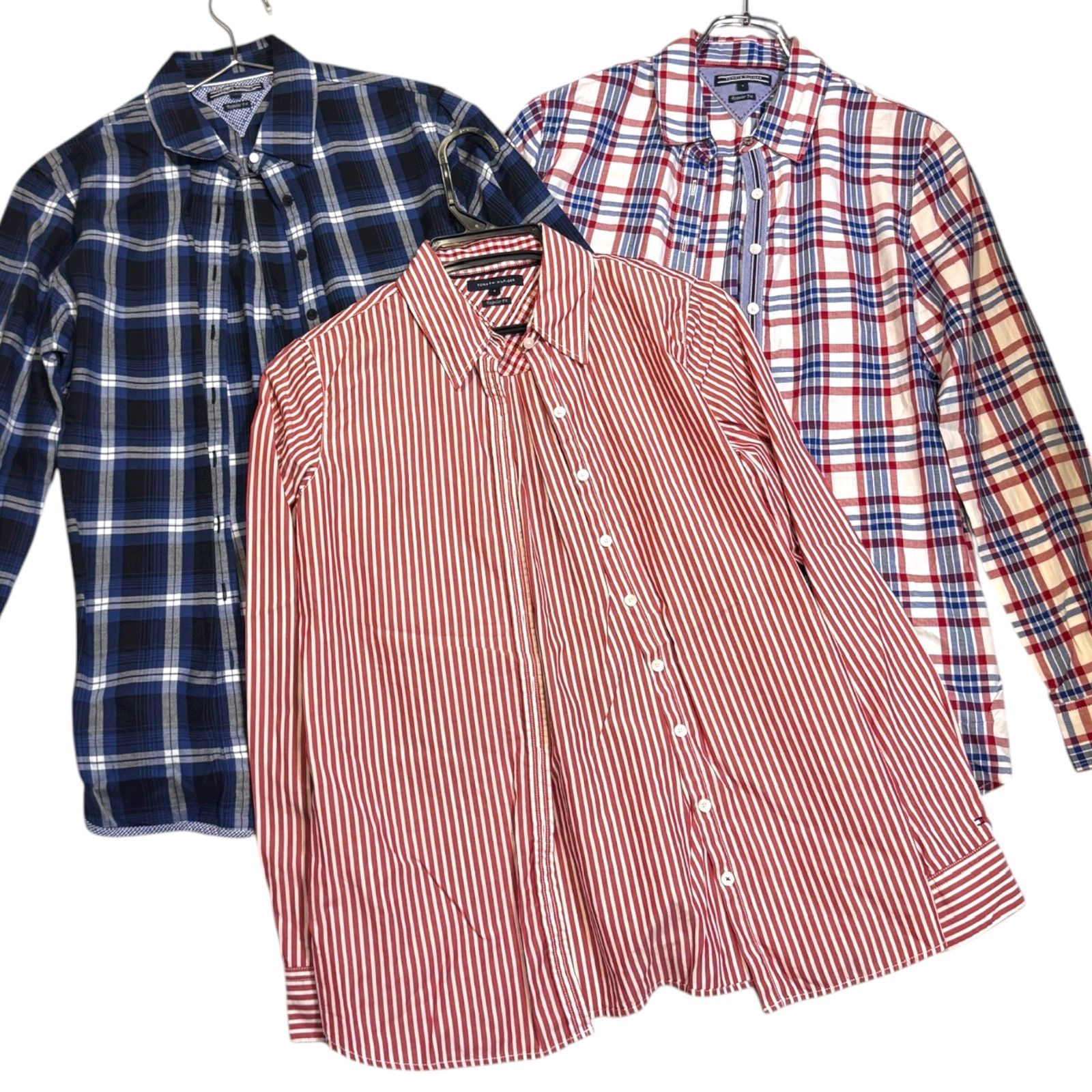 Z1499 TOMMY HILFIGER トミーヒルフィガー おまとめ ３点 シャツ 長袖 レッド ブルー ホワイト キッズ 男の子 ボーイズ 4＆6
