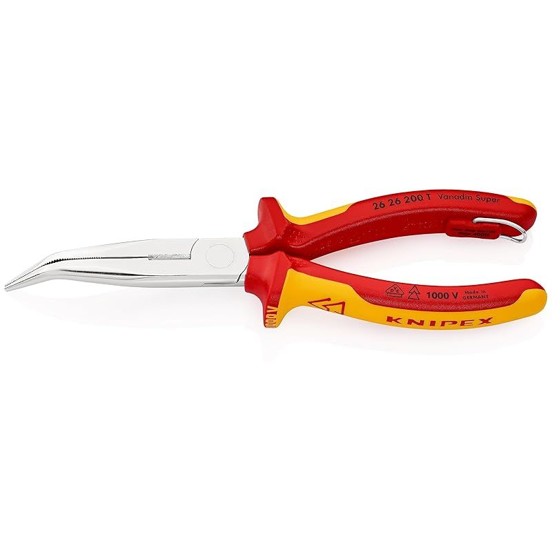 クニペックス KNIPEX KNIPEX ラジオペンチ 2626-200TBK 絶縁先曲ラジオペンチ落下防止 BK 0