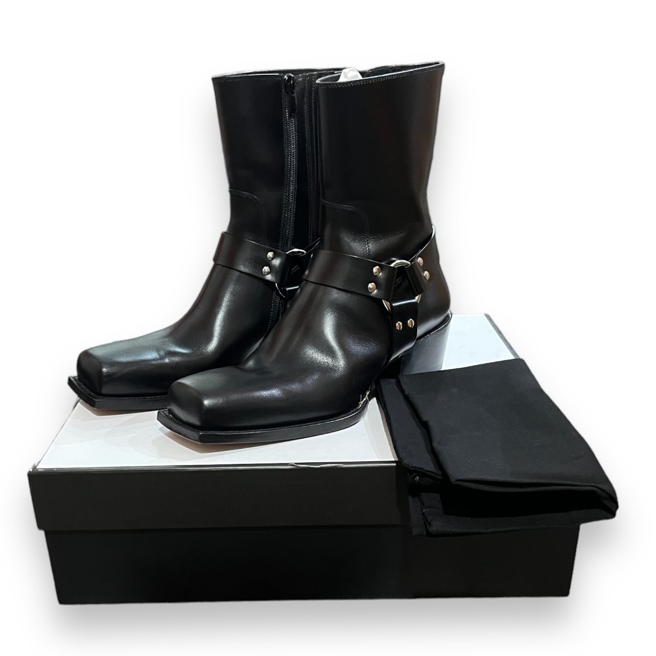 新品/EU44 DSQUARED2 ワークブーツ 型押し レザー イタリア製 黒