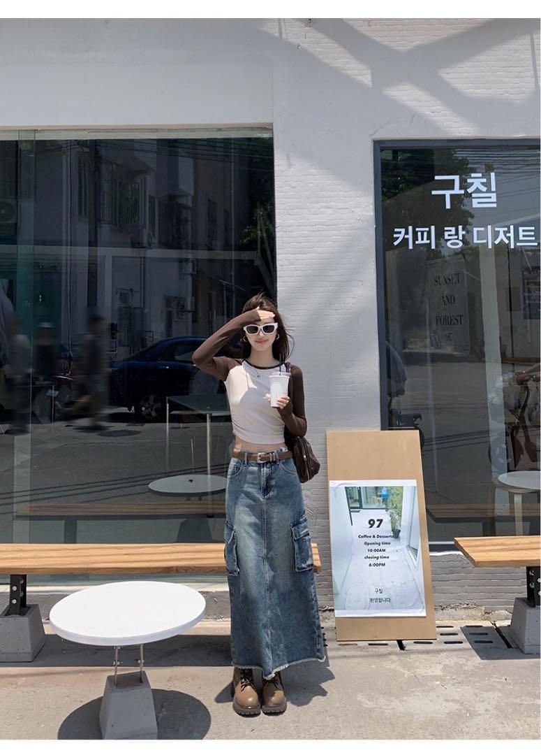 デニムロングスカート 春のお出かけ女子会にぴったり