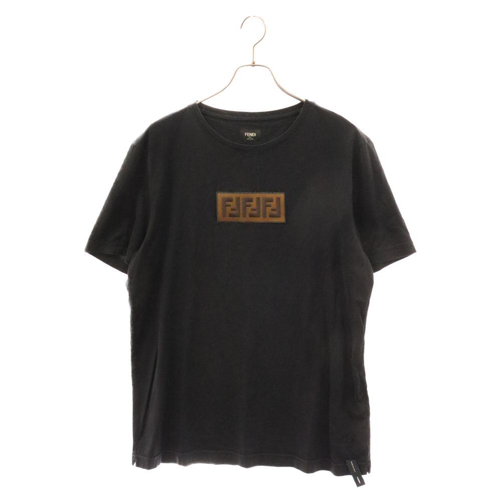 FENDI (フェンディ) FFボックスロゴパッチ半袖Tシャツ 半袖カットソー ブラック FY0894 A28U