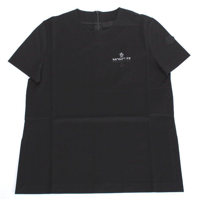 MONCLER モンクレール Tシャツ ブラック 8C00001 89AE8 999 ロゴプリント ロゴパッチ ネックバックファスナー サイドスリット  クルーネック トップス 半袖 カットソー レディース【新品・未使用・正規品】売れ筋 - メルカリ