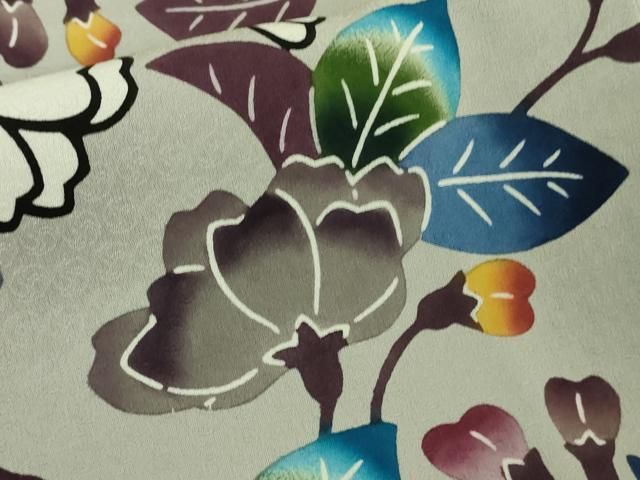 平和屋本店□最高級 城間栄順 本場琉球紅型 訪問着 花唐草文 暈し染め  