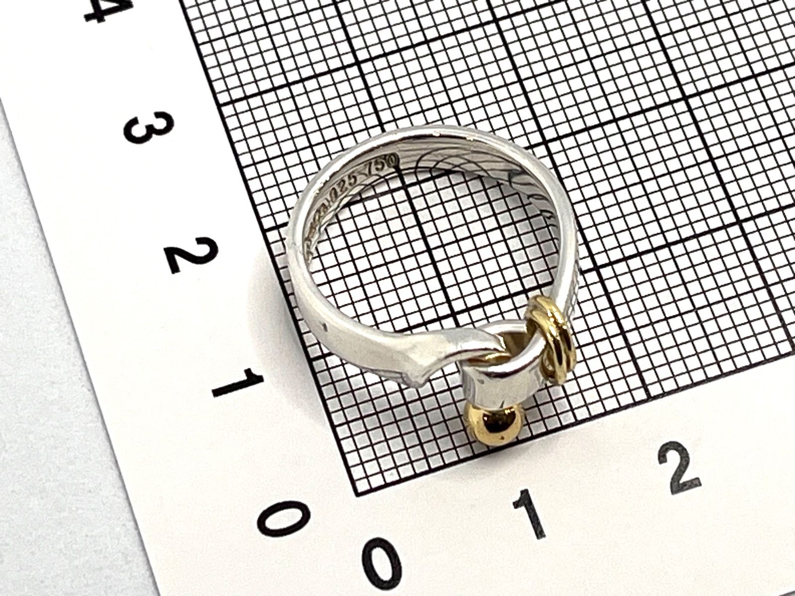 a129 Tiffany&Co. ティファニー フック&アイ コンビ リング 750 k18