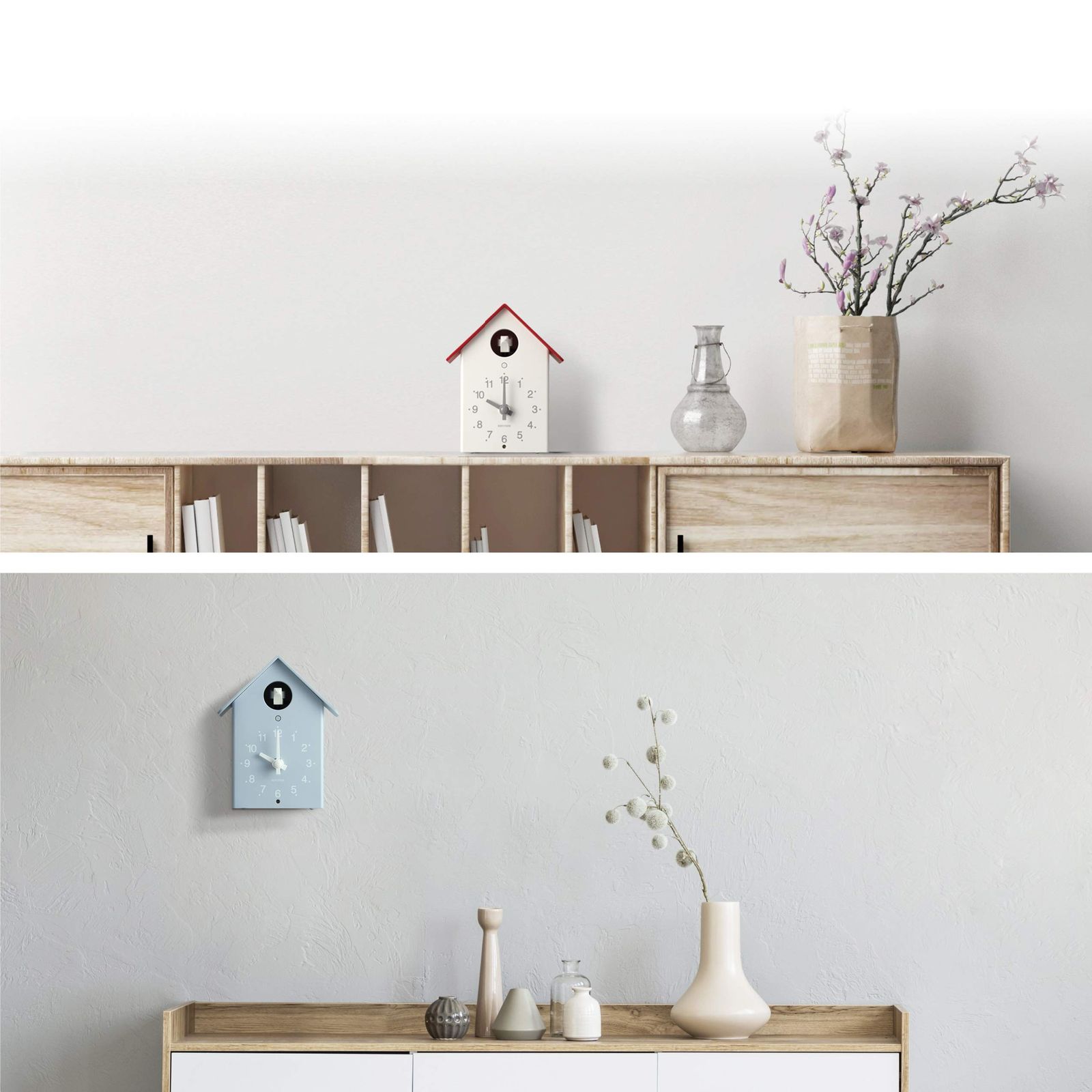 リズム RHYTHM 置き時計 掛け時計 兼用 ふいごカッコー R797 赤 18.5x14.6x10.7cm RHYTHM PLUS 4RH797SR01