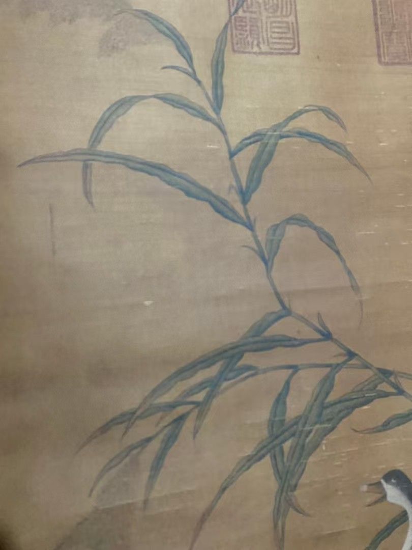金陵博物院蔵出品　中国　清時代　肉筆水彩絵　唐物骨董品 AK1871A12-3 中国古美術.精品三尺中堂画.宋徽宗花鳥画.手描きの作品.材質絹布