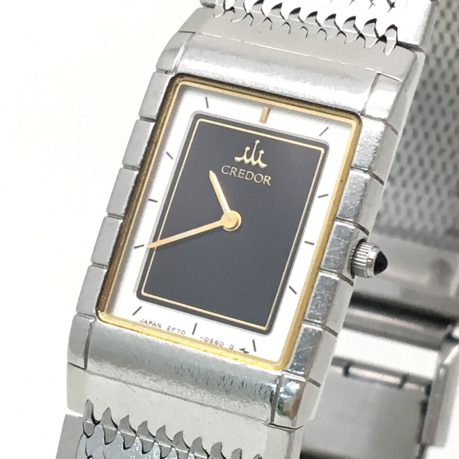 SEIKO クレドール 2F70-5510 腕時計 ブラック × ホワイト文字盤 レディース 稼働品 6-721