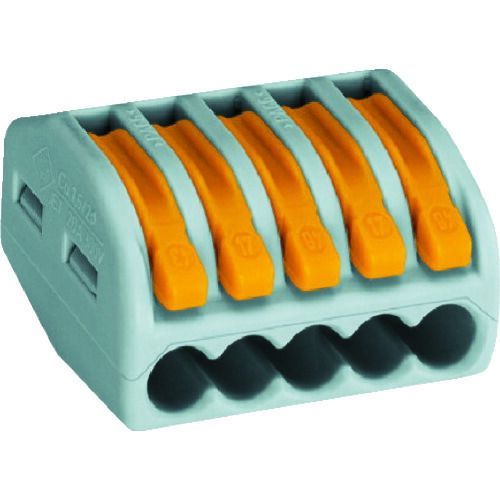 ＷＡＧＯ　ＷＦ−５　より線・単線接続可能コネクタ　５穴用　１箱（ＰＫ）＝４０個入