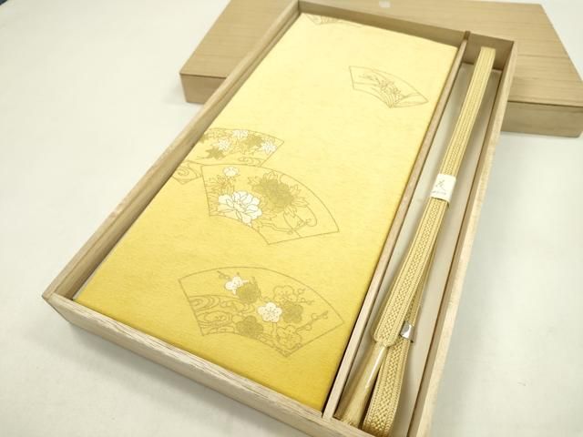 平和屋着物●和装小物 帯締め 帯揚げセット 地紙流水花文 暈し染め 金彩 ♥ CAAZ6083ju