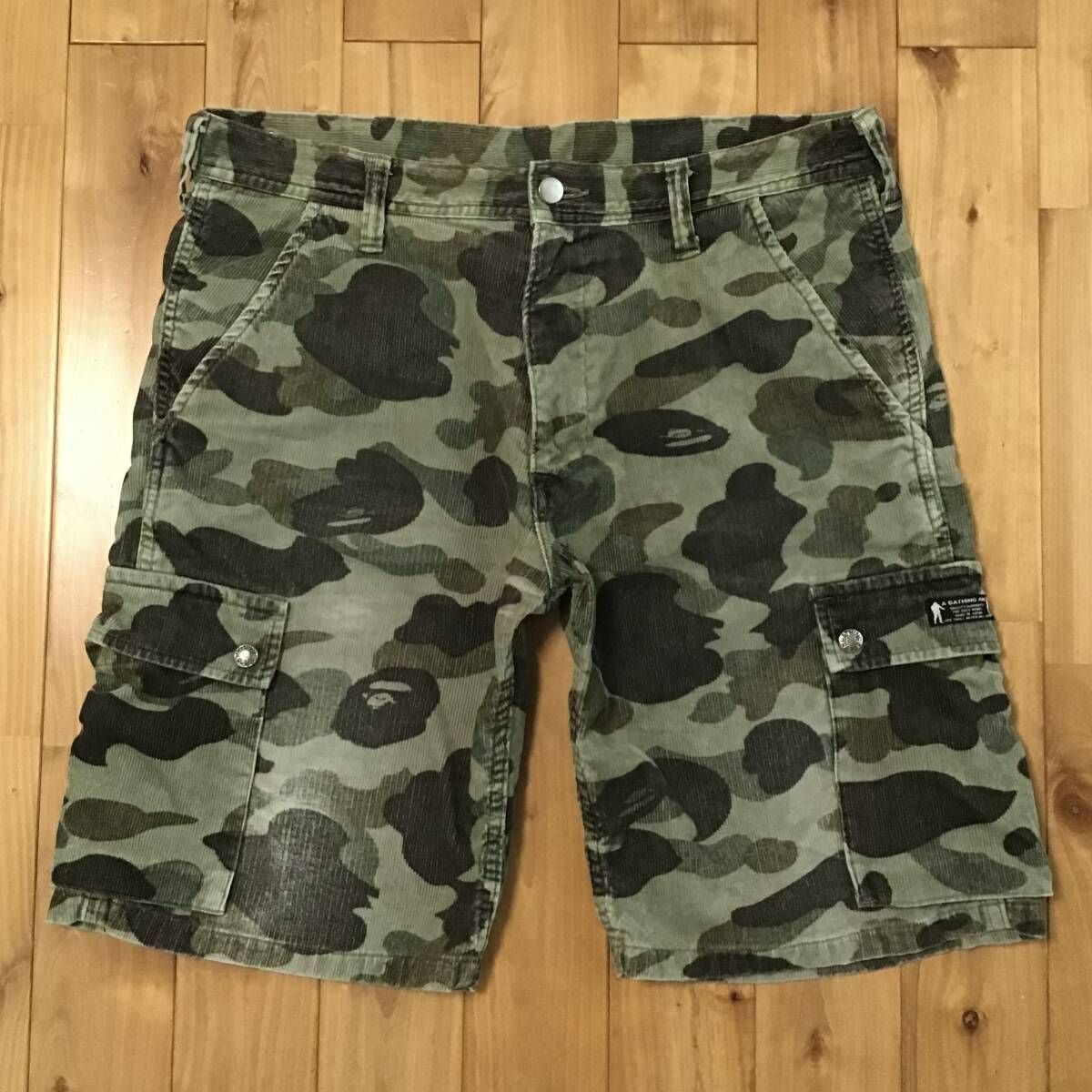 初期 コーデュロイ カーゴ ハーフパンツ Lサイズ a bathing ape cargo shorts 1st camo エイプ ベイプ アベイシングエイプ NIGO