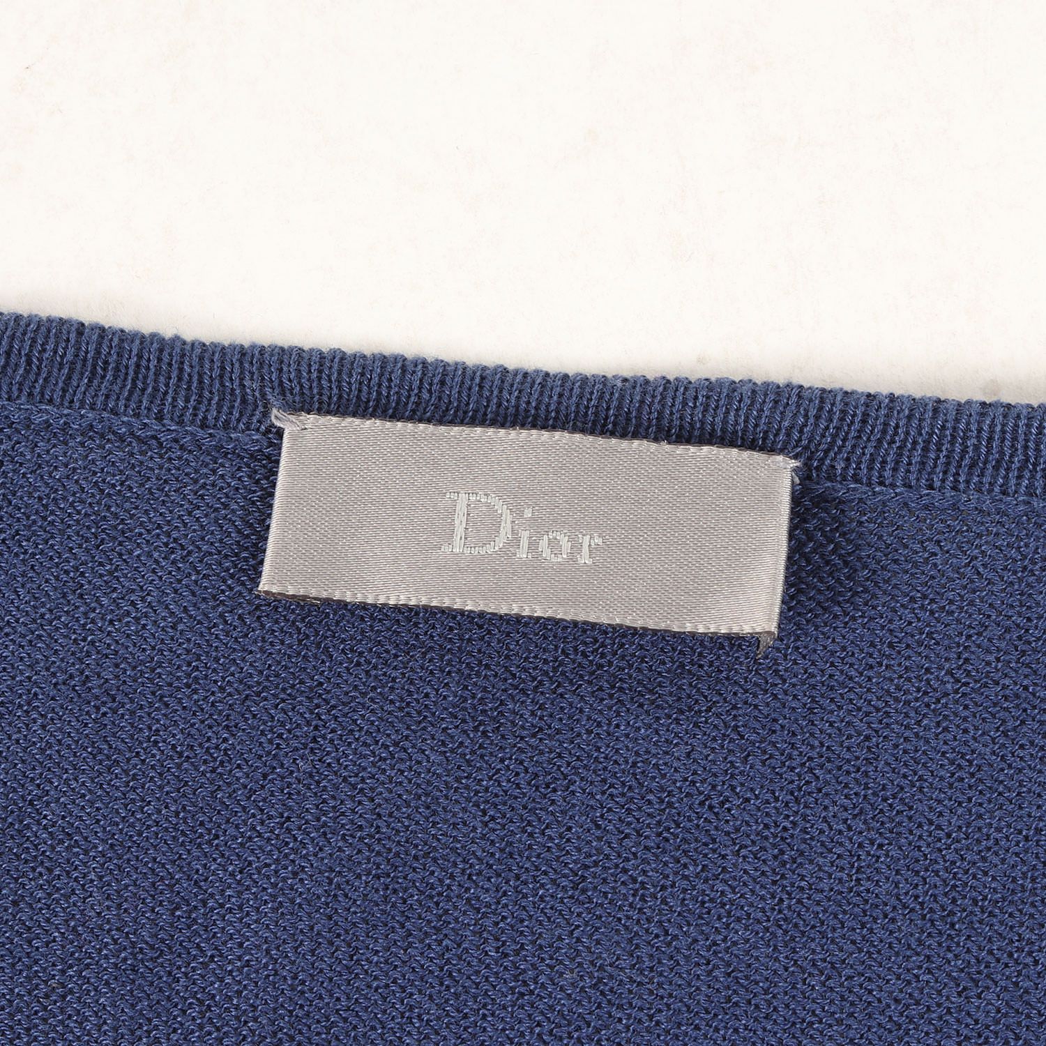 Dior HOMME ディオールオム ニット サイズ:XS Vネック ハイゲージ コットン ニット セーター 163M625AT500 トップス  プルオーバー スリット 長袖 ネイビー 紺 イタリア製 ブランド シンプル 無地
