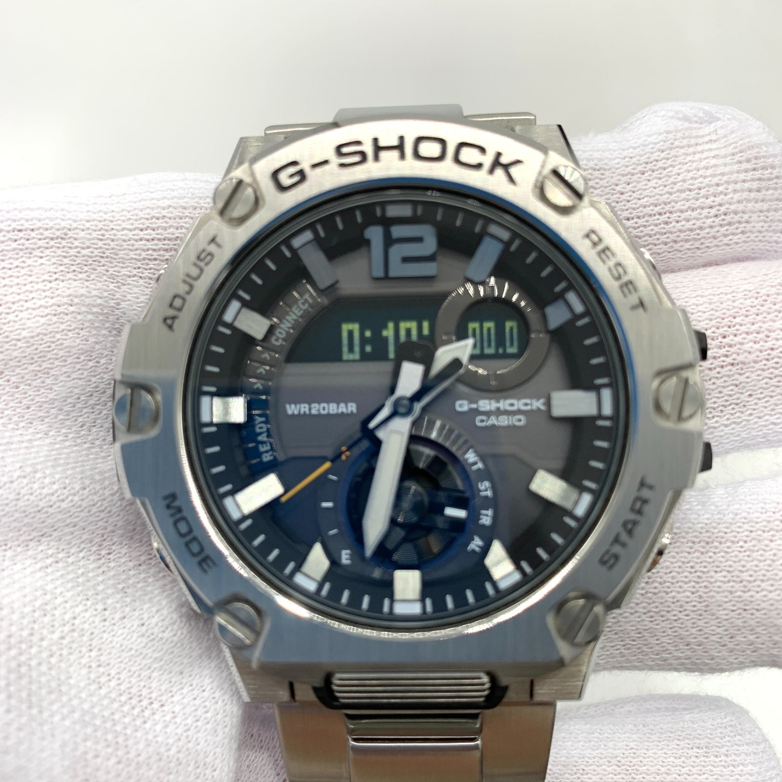▽【稼働品/ABランク】G-SHOCK GST-B300E-5AJR シルバー×ブラック文字 