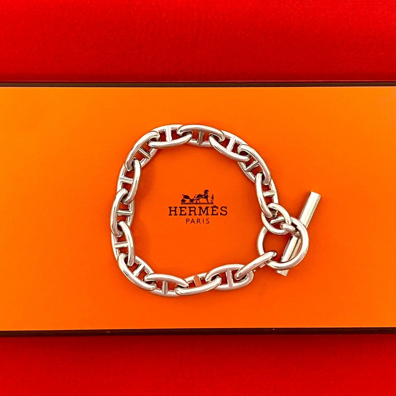 極 美品 HERMES エルメス シェーヌダンクル GM 14コマ シルバー925