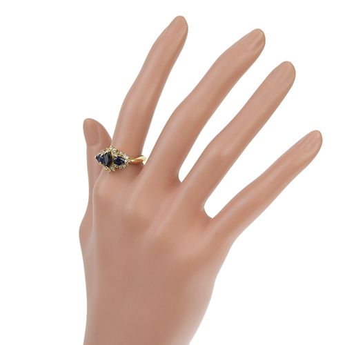 美品ブルーサファイアダイヤモンド付きゴールドリング （指輪のみ） MIKIMOTO ミキモト 指輪 レディース サファイア ダイヤ リング 8